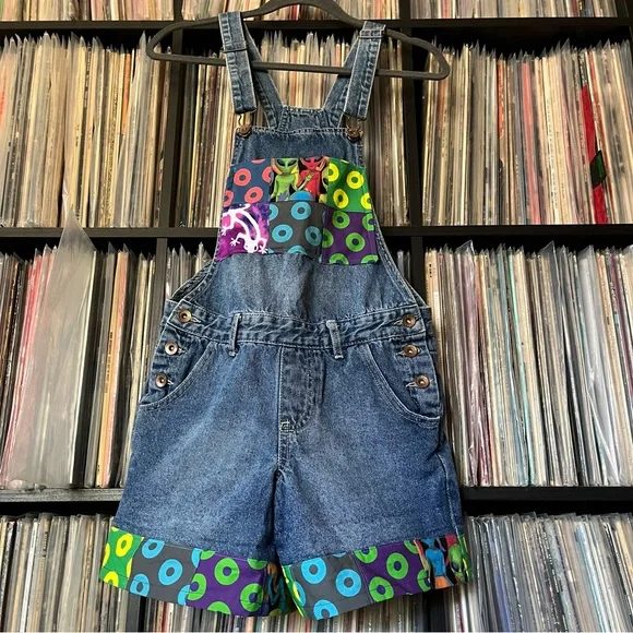 PHISH fishman donuts lizards alien patchwork overalls ⭕️⚡️♻️💙👾 - Picture 5 of 11